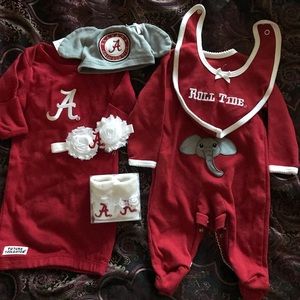 Alabama Crimson Layette and grey hat only.
